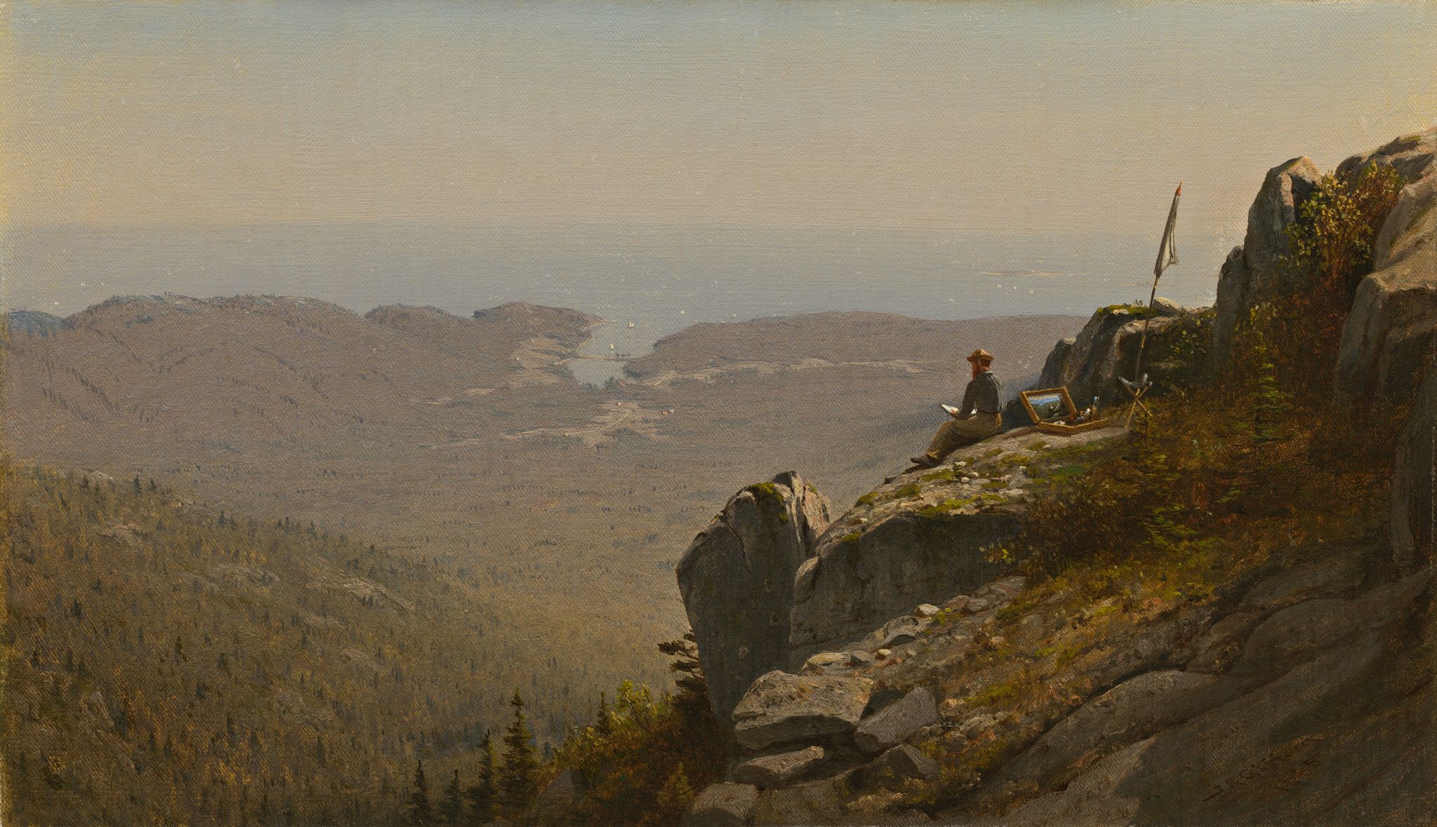 Gifford, The Artist Sketching At Mount Desert