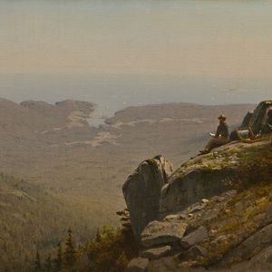 Gifford, The Artist Sketching At Mount Desert