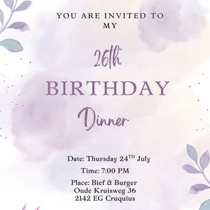 Deandra’s birthday dinner flyer 🪻