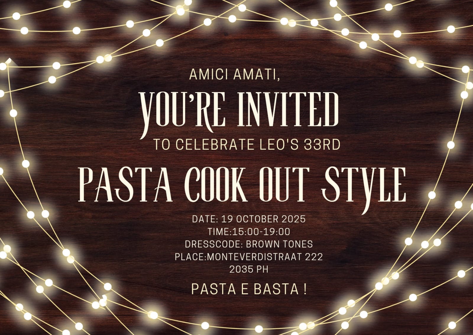 Leonella’s Italian birthday flyer 🍝