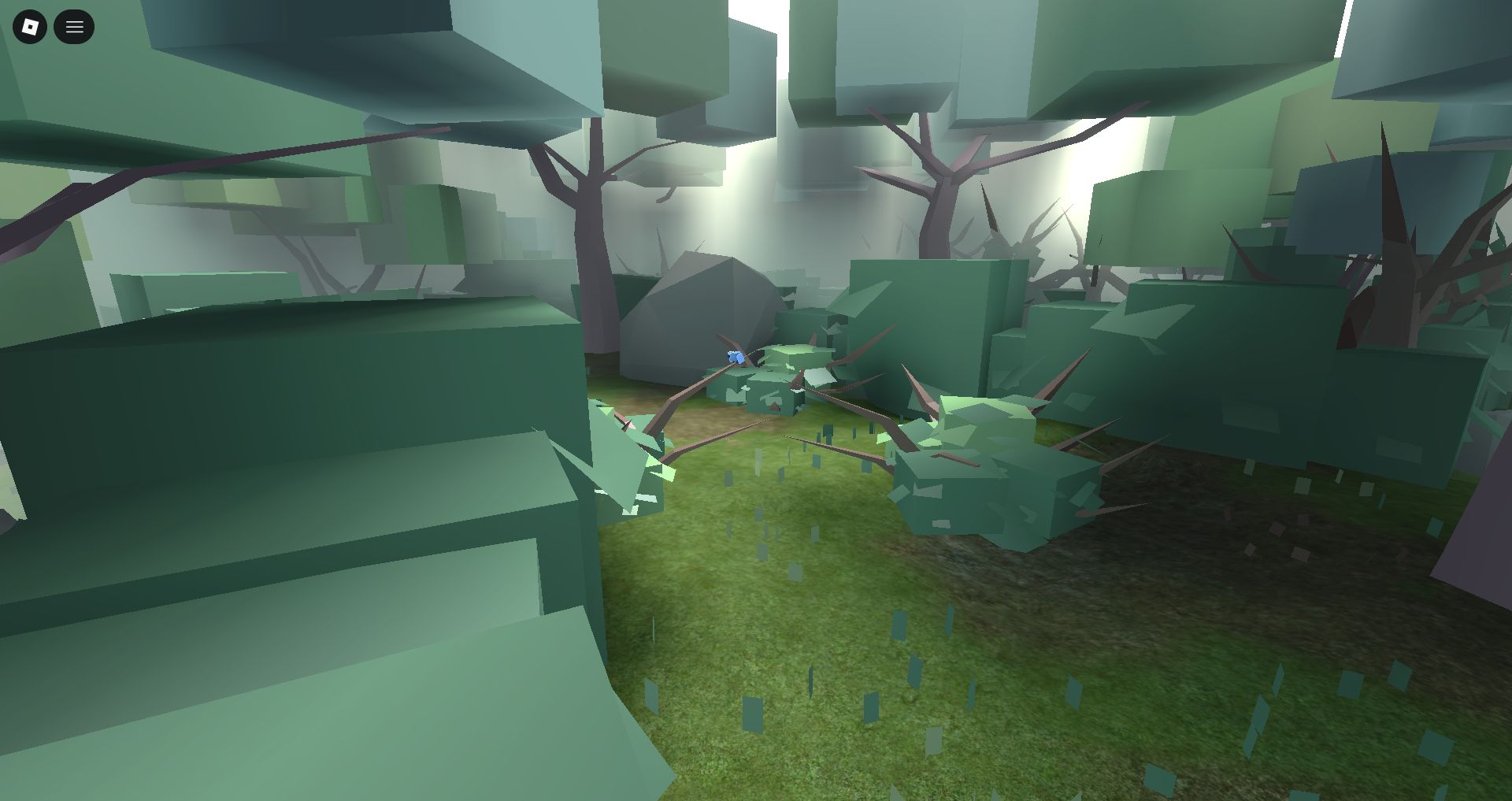 Blue in a green forest