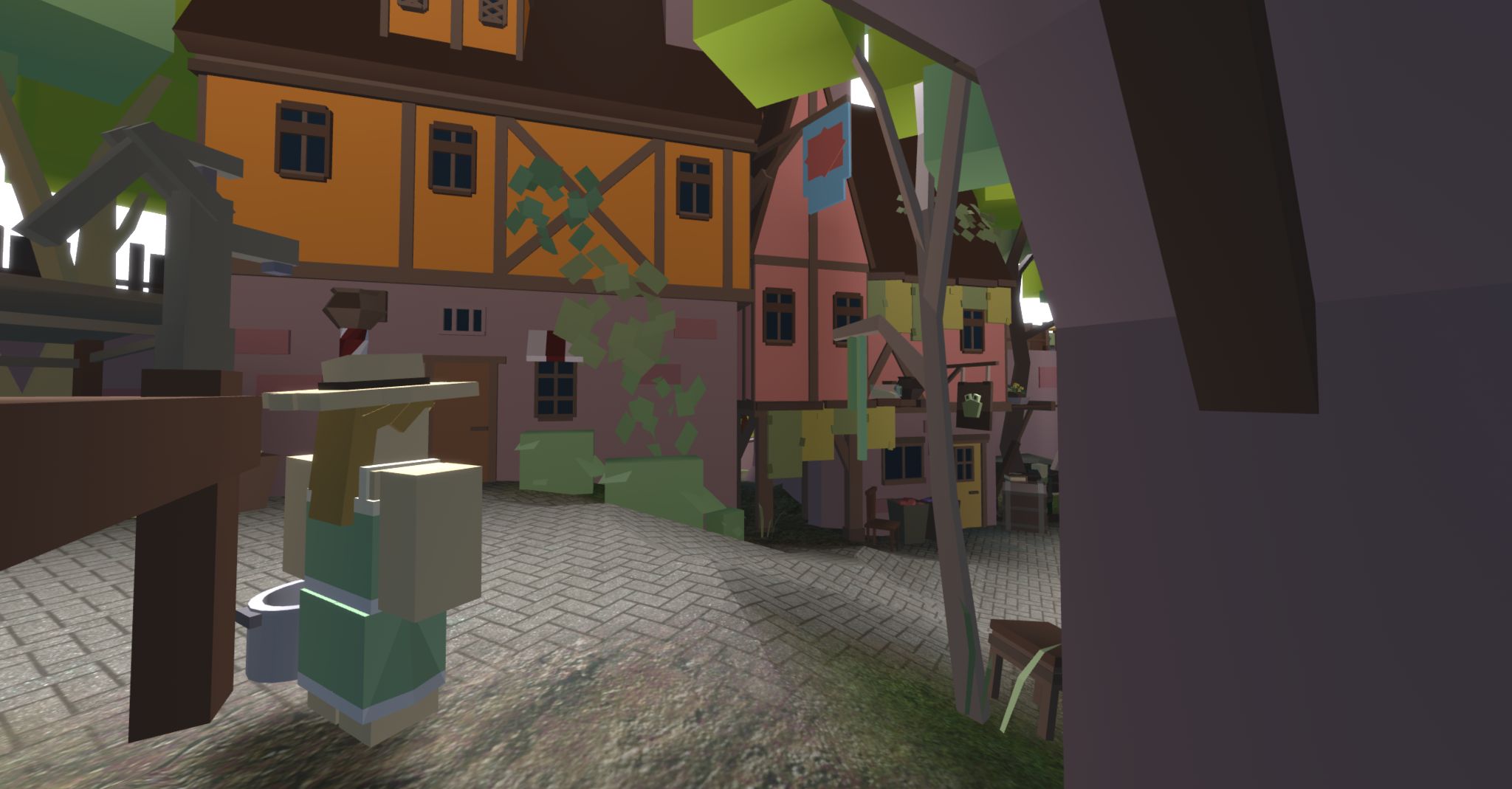 A crowded street in topple town
