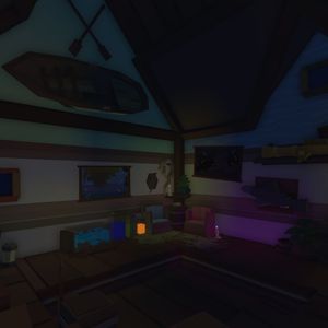 Boathouse at night